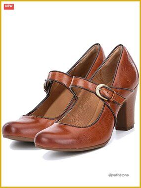 Women Chunky Kitten Heel Mary Jane Pumps Buckle Ankle Strap